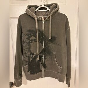 Hot Topic Gray Artistic Zip-Up Jacket